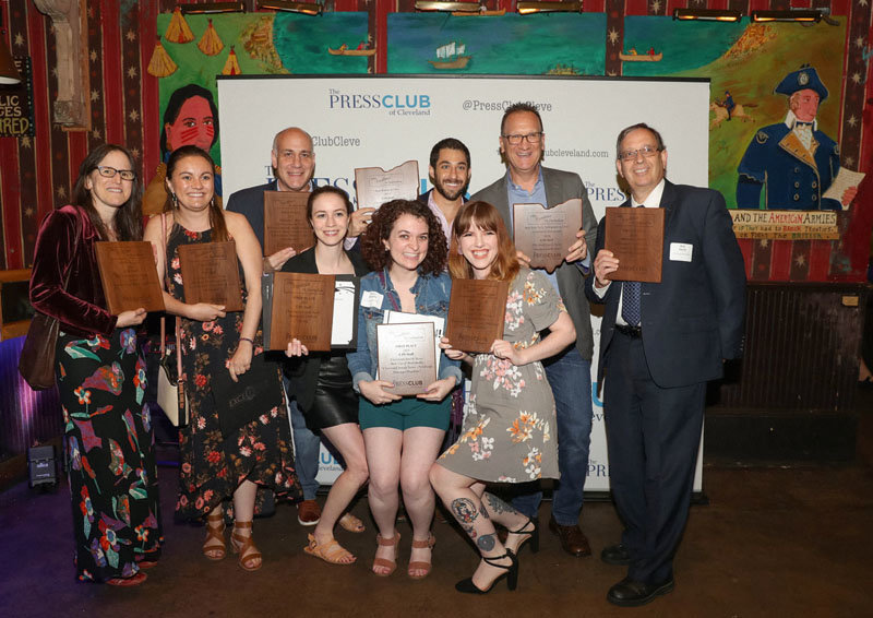 In this 2019 photo, members of the Cleveland Jewish Publication Co. staff pose with their awards at the Press Club of Cleveland Excellence in Journalism awards dinner in which they were named Best Non-Daily Newspaper in the State of Ohio in 2019, 2018, 2016 and 2015, and was runner-up in 2017 and 2020.
